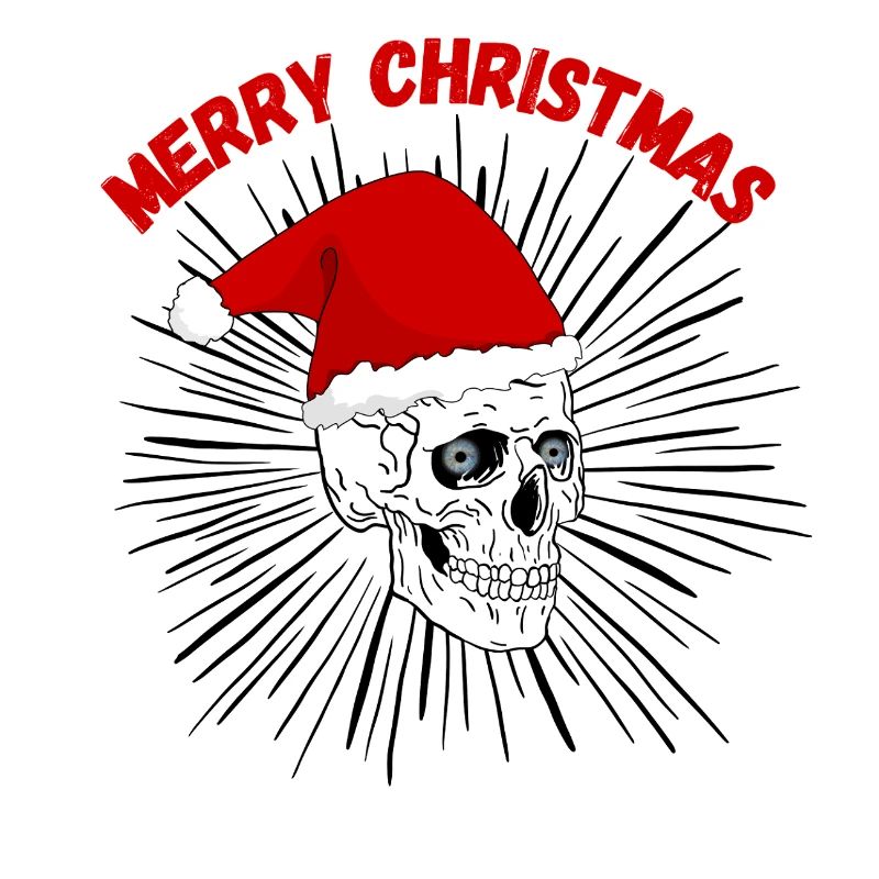 Weihnachtsschädel mit rotem Gothic Hut
