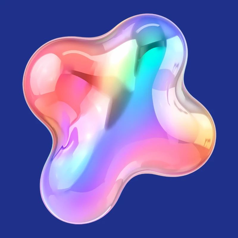 Rainbow Glossy Abstract Blob Design