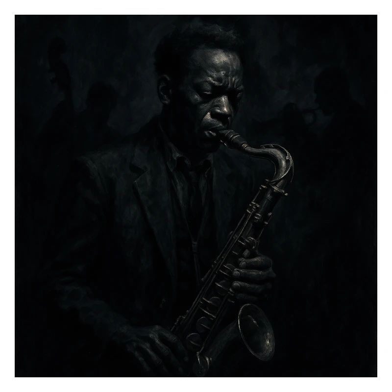 Saxophone nocturne en noir profond