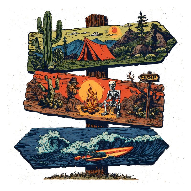 Adventure Signpost – Camping, Desert & Surf
