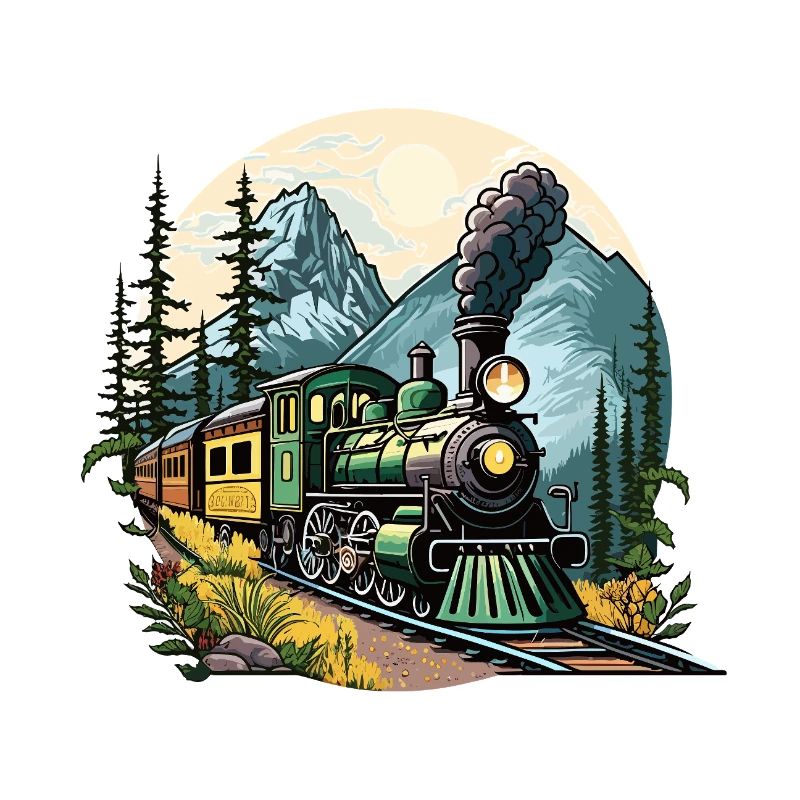 Steam Train Mountain Landscape