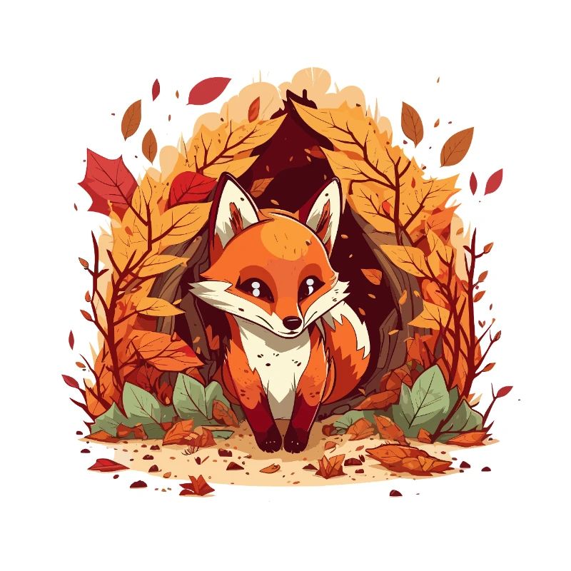 Herbstfuchs im Blätterkreis