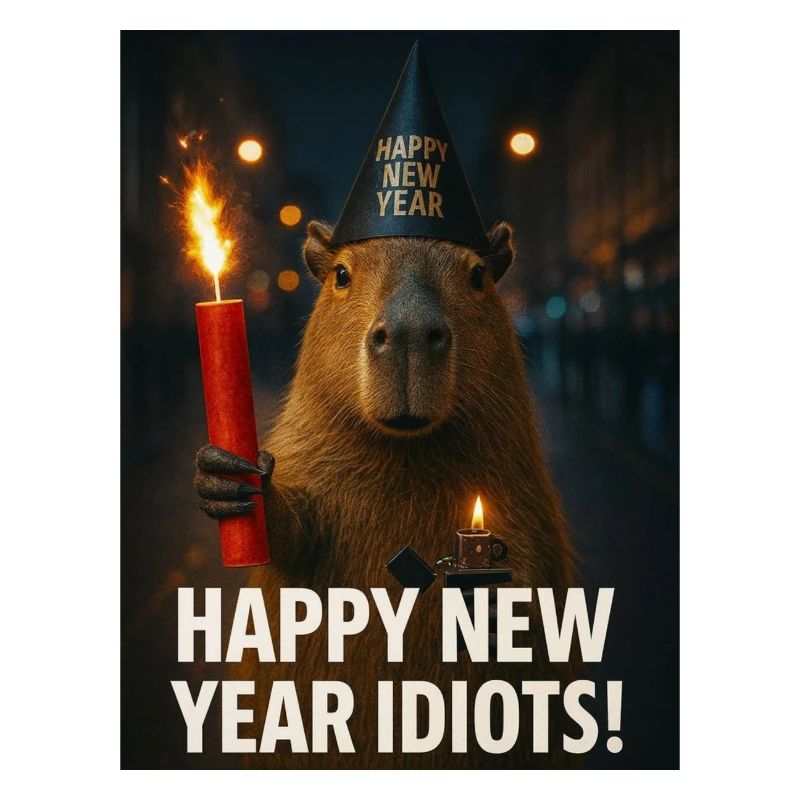 Capybara, bonne année, idiots