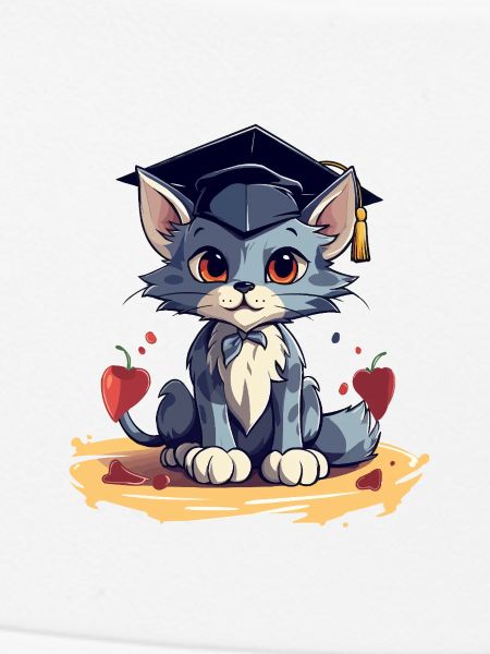 Abschluss Katze mit Graduationskappe