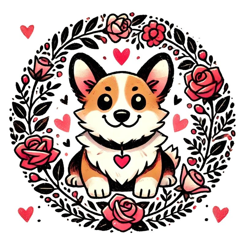 Corgi-Blumenherzkreis