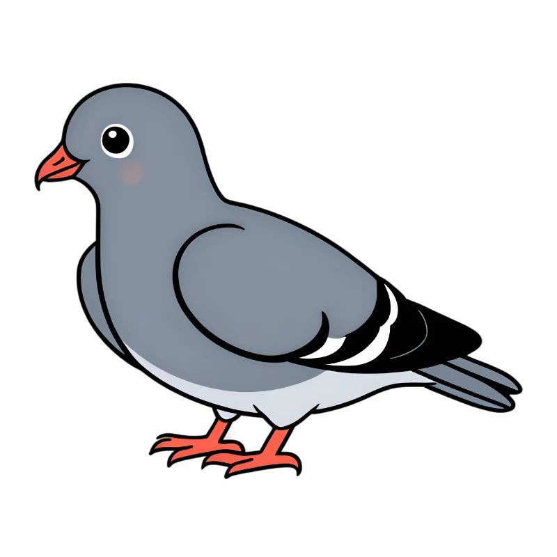 Cartoontaube Grau mit Orangenfüßen