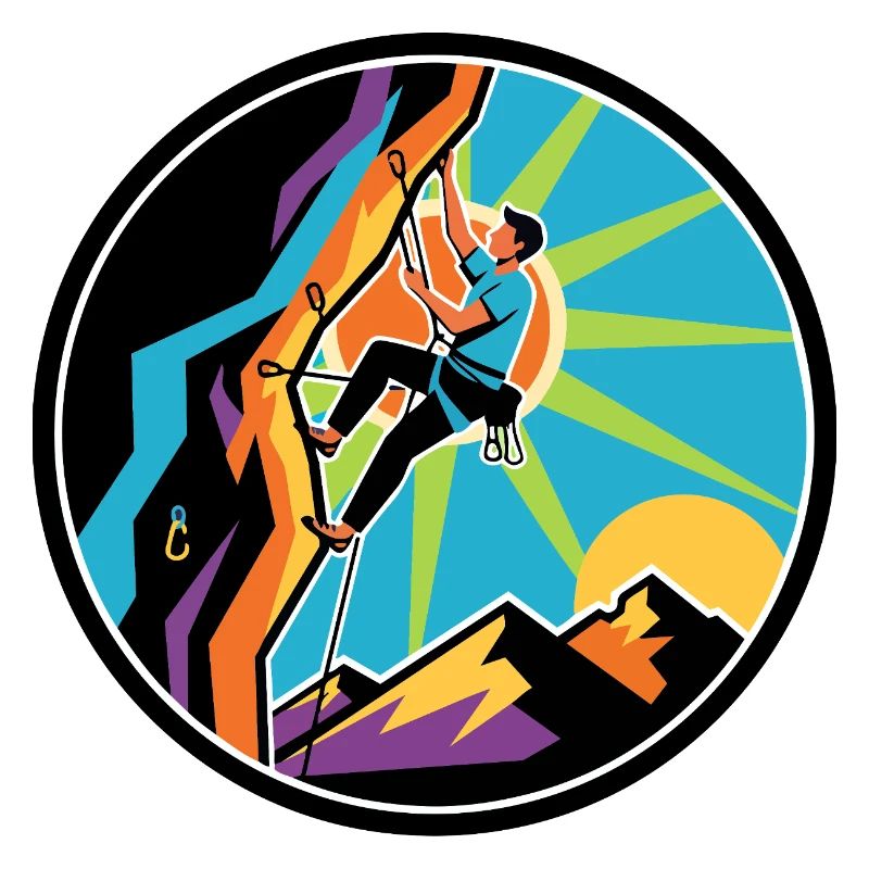 Climber Overhang Rope Carabiner Climbing Wall Logo
