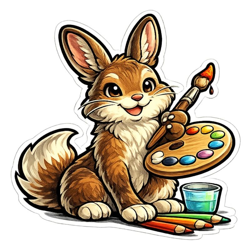 Artiste lapin avec palette