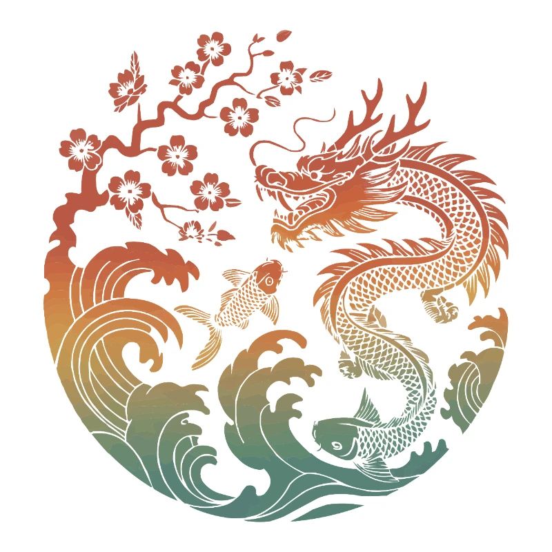 Drache & Koi Kreisdesign