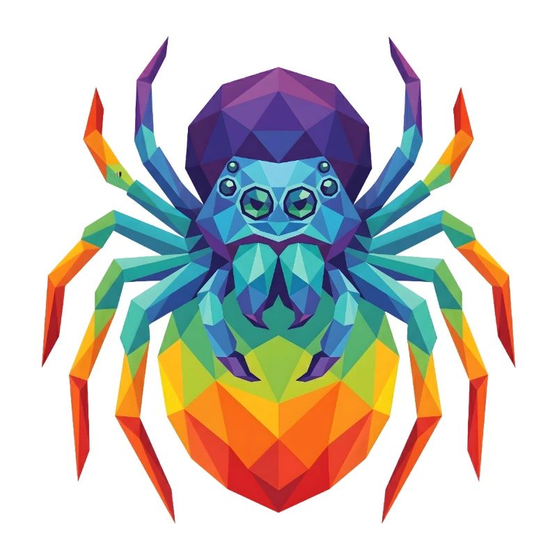Vibrant Geometric Jumping Spider Pop Art