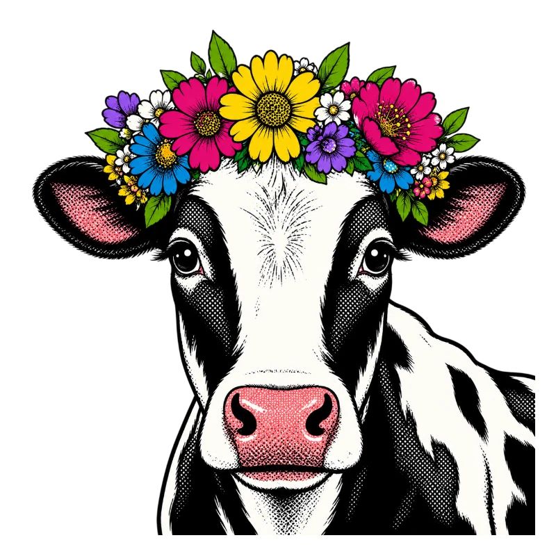 Vache décorée floral