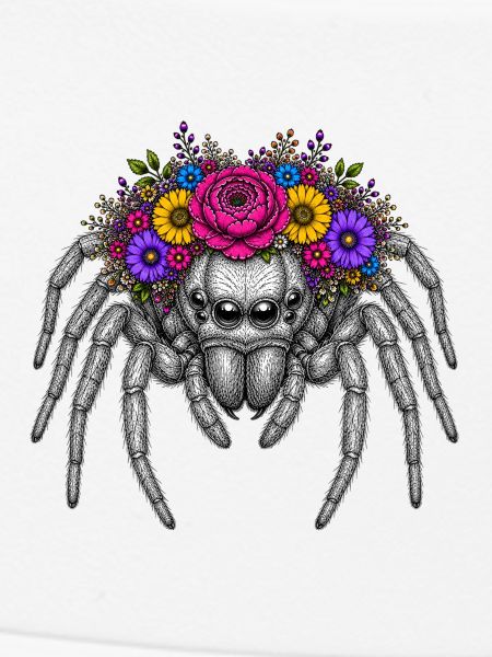 Blütenkranzspinne Illustration