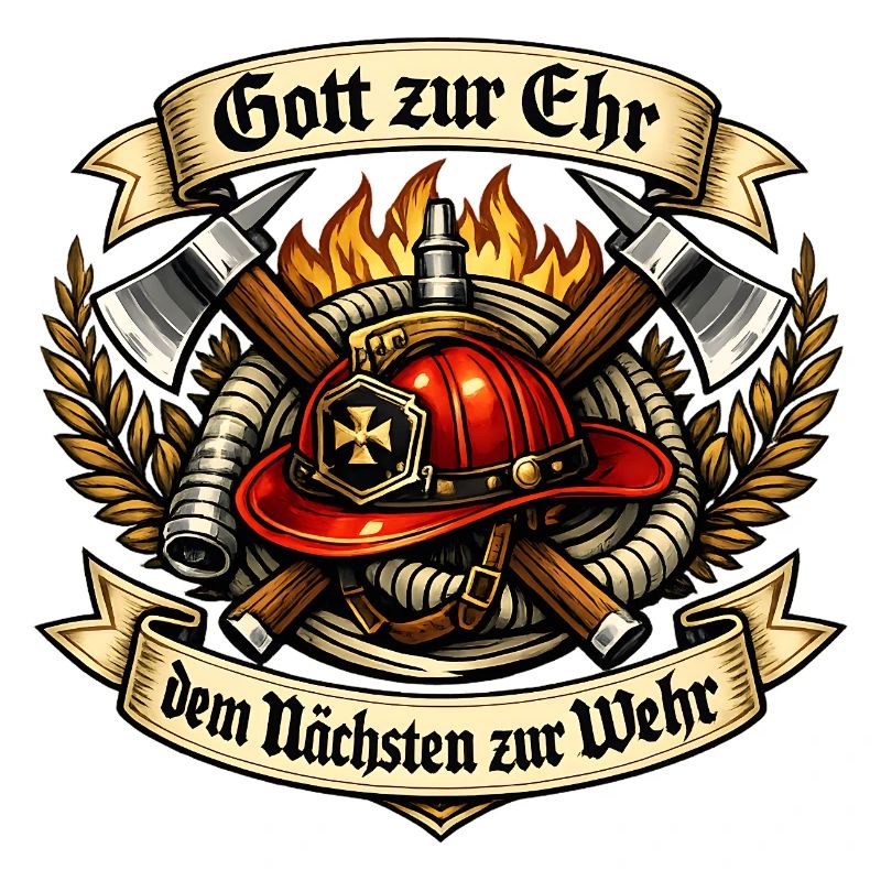 Feuerwehr Emblem mit Helm und Äxten