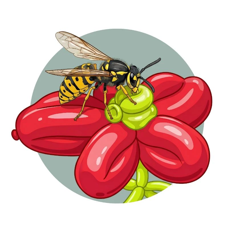 Red Flower Bees Balloon