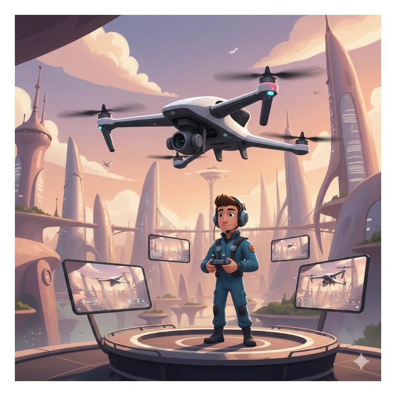 Drone Pilot in Neon Town