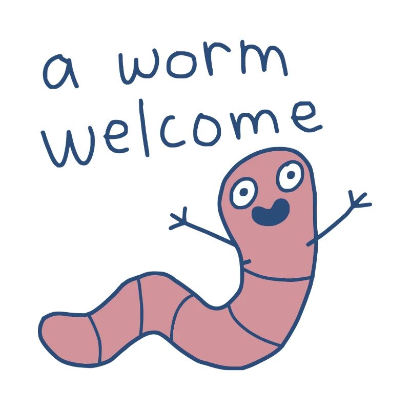 Friendly Worm Welcome Illustration