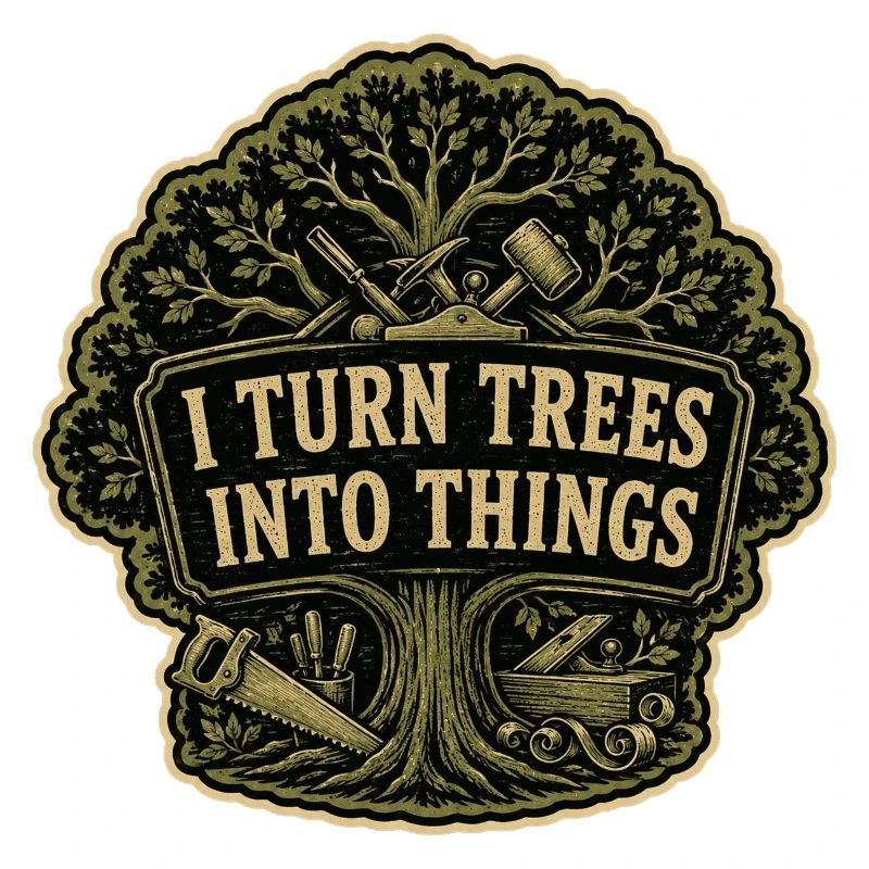I Turn Trees Into Things - Woodworker Vintage Tree