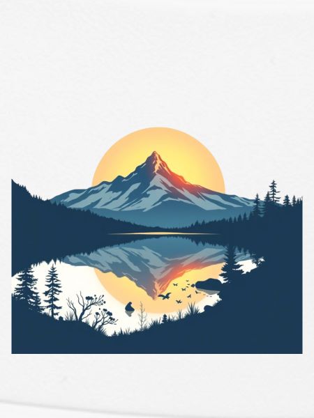Mountain Lake Sunset Reflection