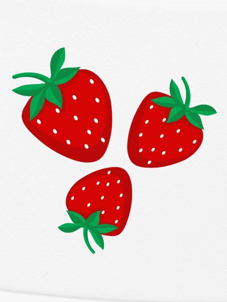 Three bright red strawberries
