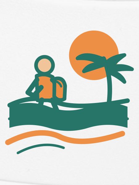 Backpacker am Palmenstrand