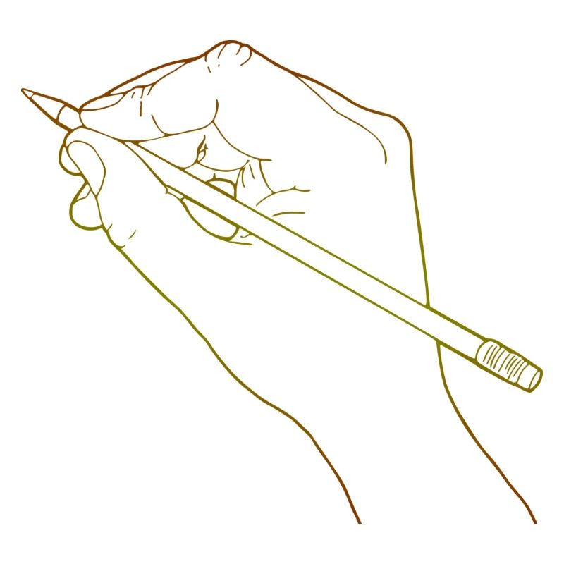 Sketched hand holding a pencil