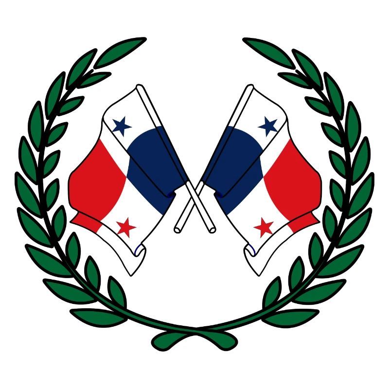 Flags Panama in laurel wreath