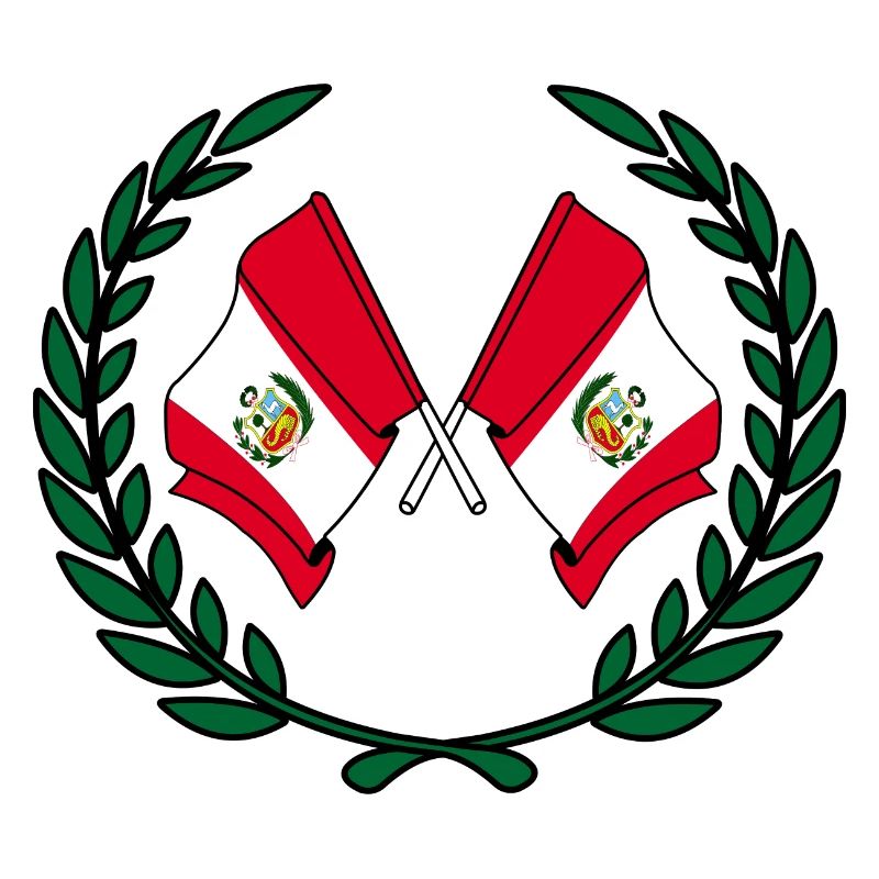Flags Peru in laurel wreath