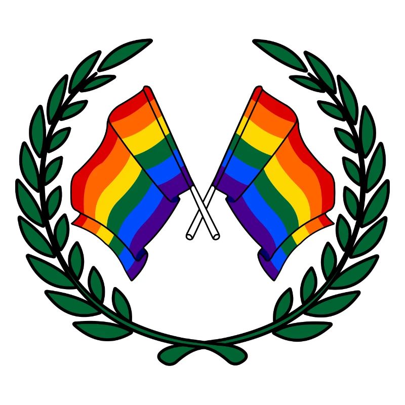Flags Rainbow in laurel wreath