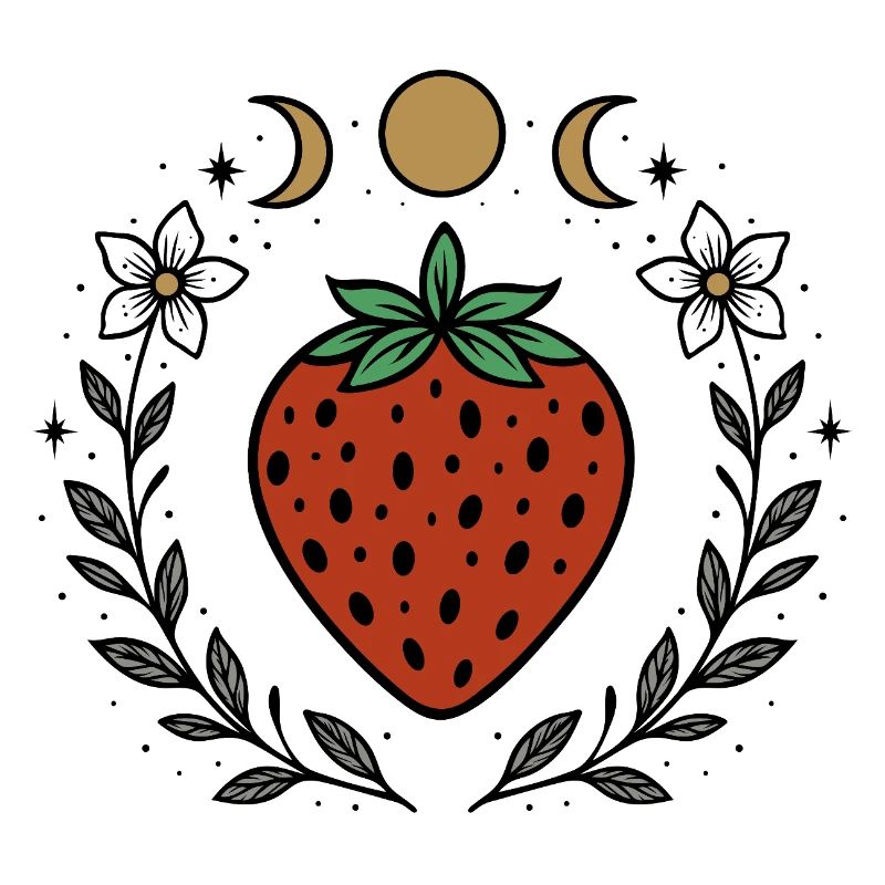 Strawberry & Moon Phases - Botanical Magic