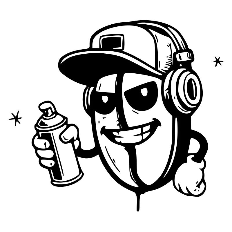 graffiti coffee bean character hip-hop