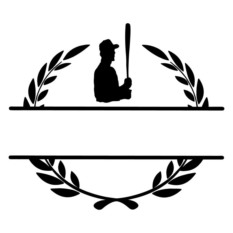 Frappeur de baseball en monogramme de couronne de laurier