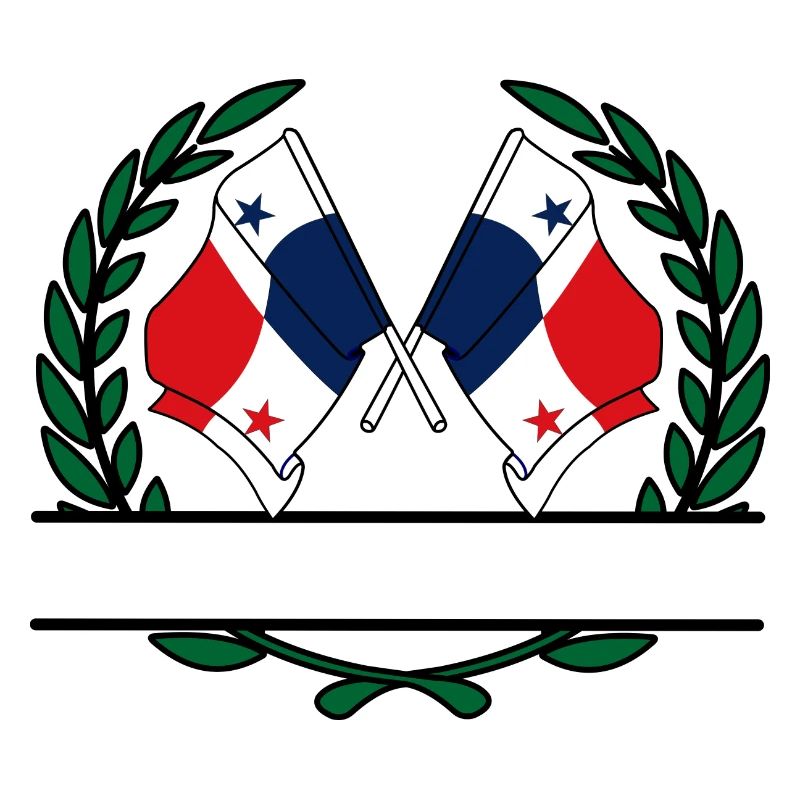 Flags Panama laurel wreath banner