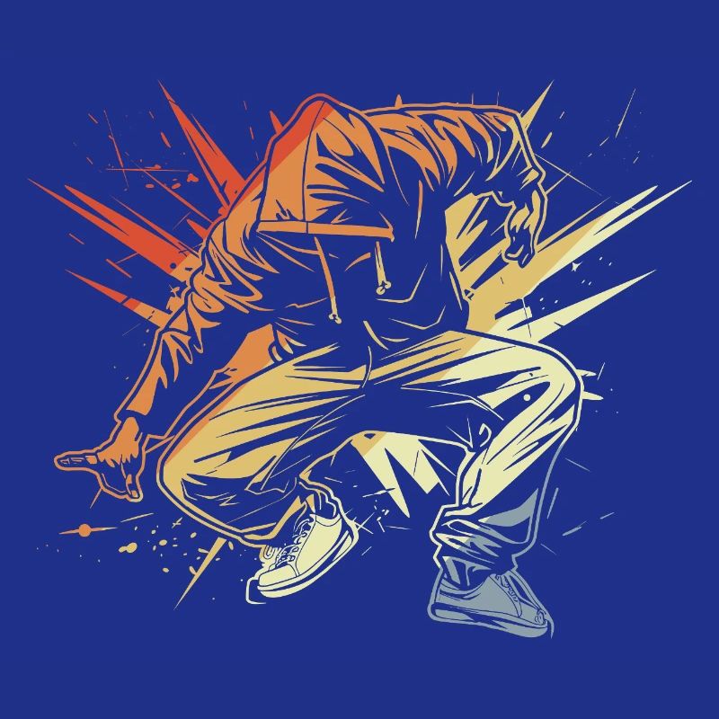 Breakdancer dessinant vintage