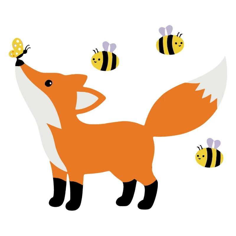 Cute fox in summer minimalist style