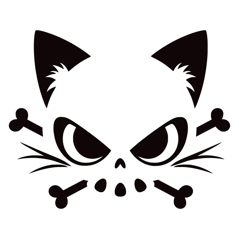 Katzen Totenkopf | Minimal Skull & Bones Motiv
