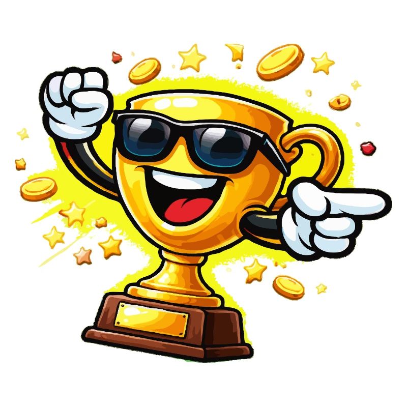 Goldene Trophäe mit Sonnenbrille
