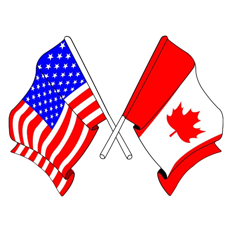 Drapeau des États-Unis et drapeau du Canada