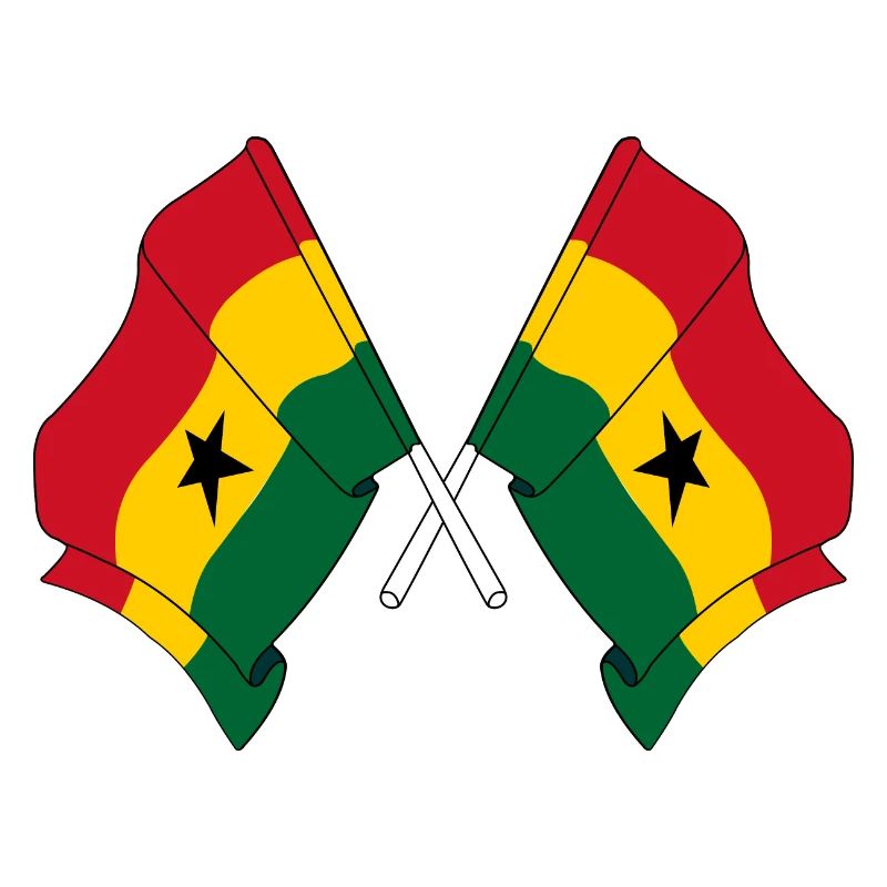 Deux drapeaux du Ghana croisés