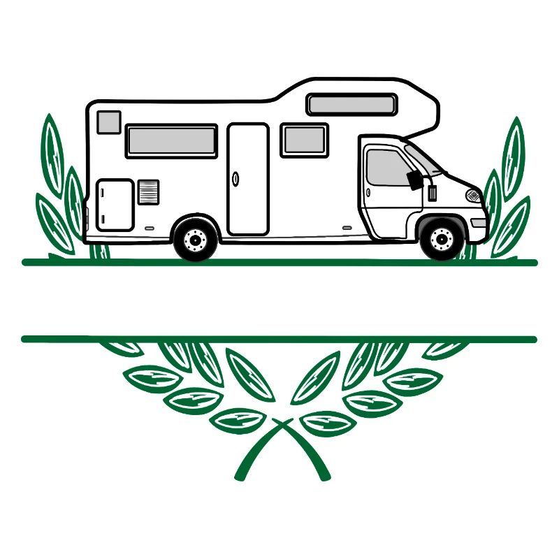 Camper im Kranz mit Platz für Text oder Namen