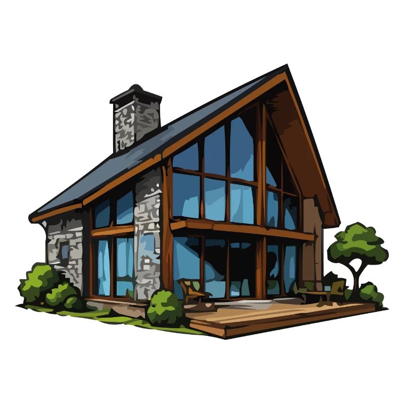Chalet en bois à façade vitrée