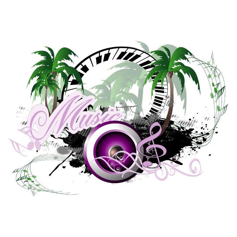 Music speaker with palm trees