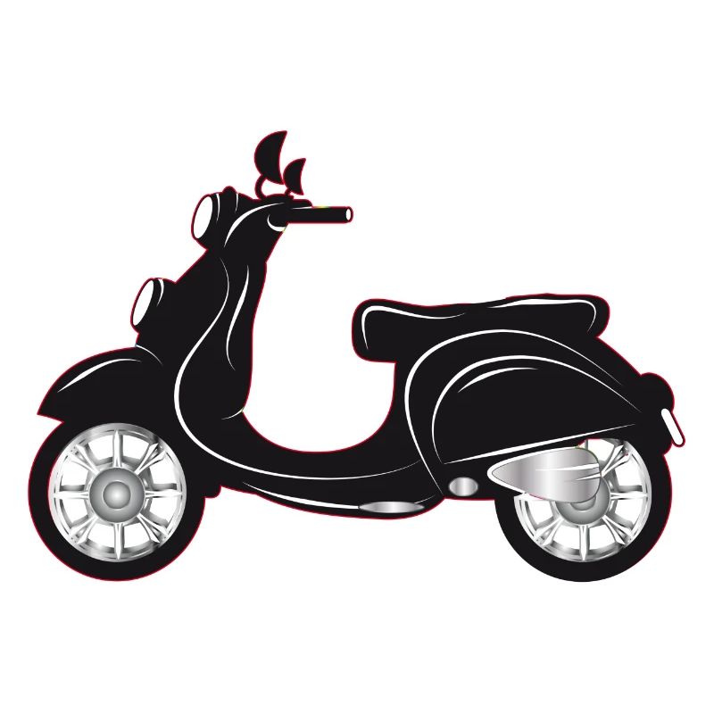 Ein schwarzer Motorroller mit farbigem Rand