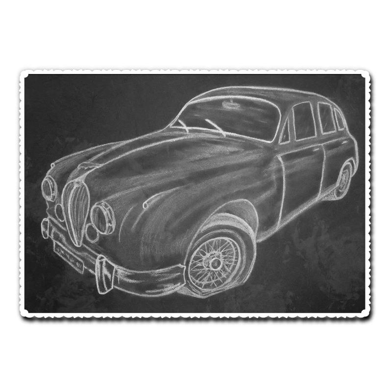 Oldtimer Jaguar - gezeichnet - Kunst auf Shirts...