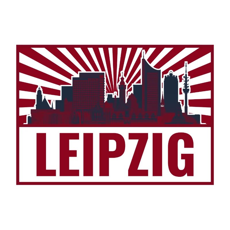 Leipzig Skyline Retro Red