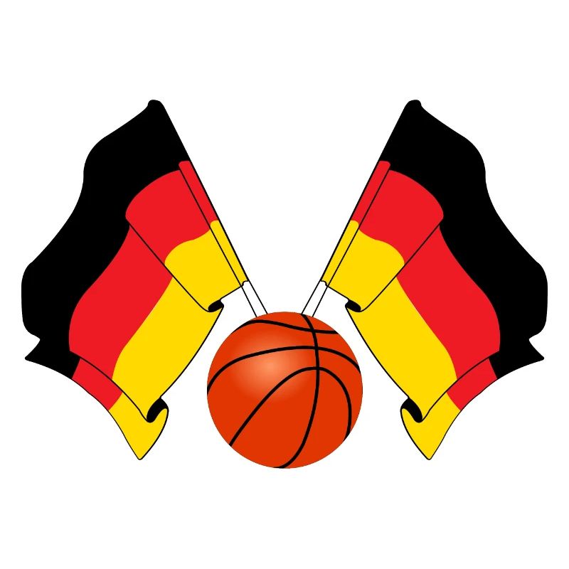 Two German flags crossed Basketball Germany