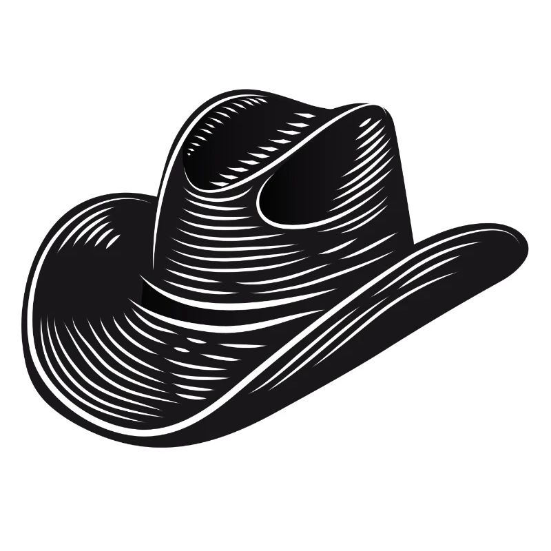 black cowboy hat,western hat vector illustration style