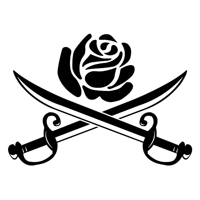 Rose noire et épées croisées
