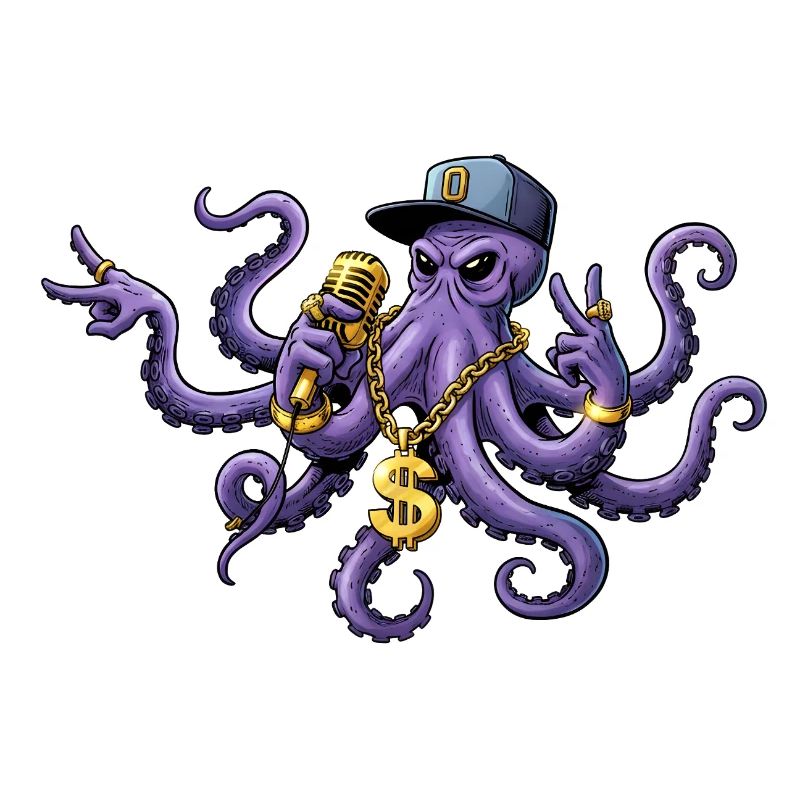 Oktopus Rapper mit Goldkette