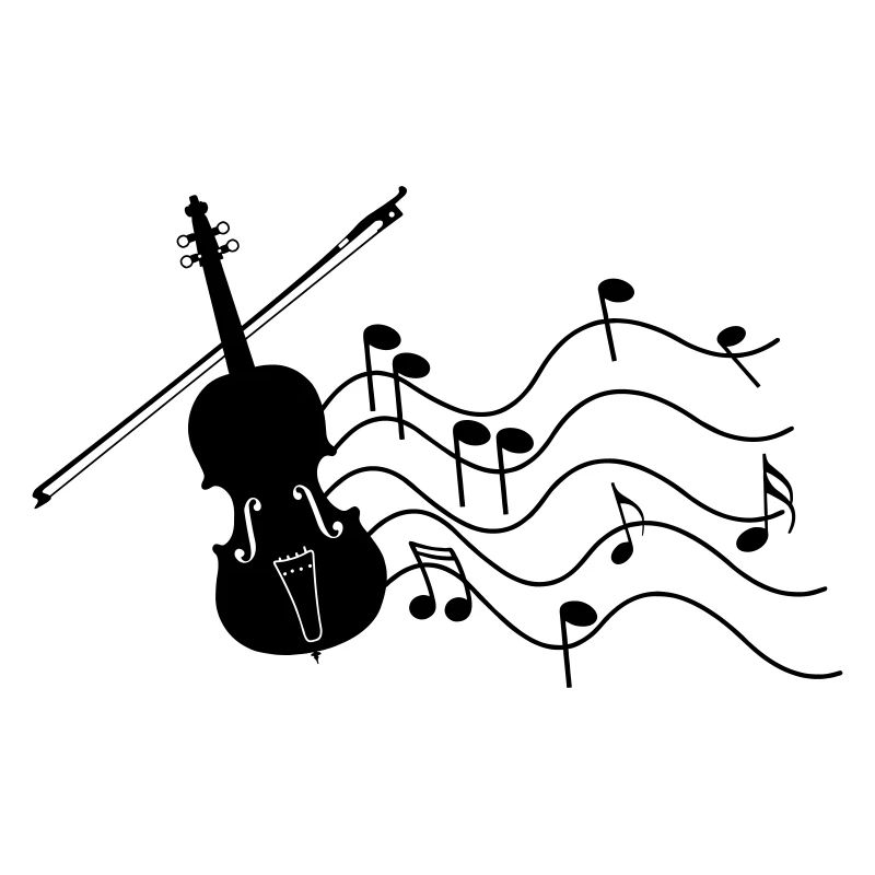 Violin with music notes shadow image,