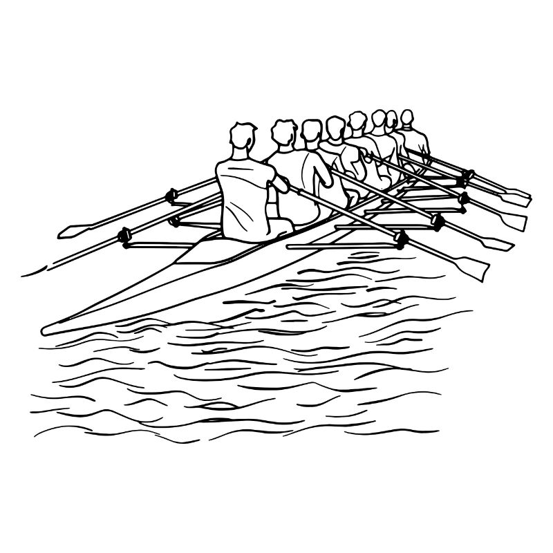 Rudermannschaft Line Art